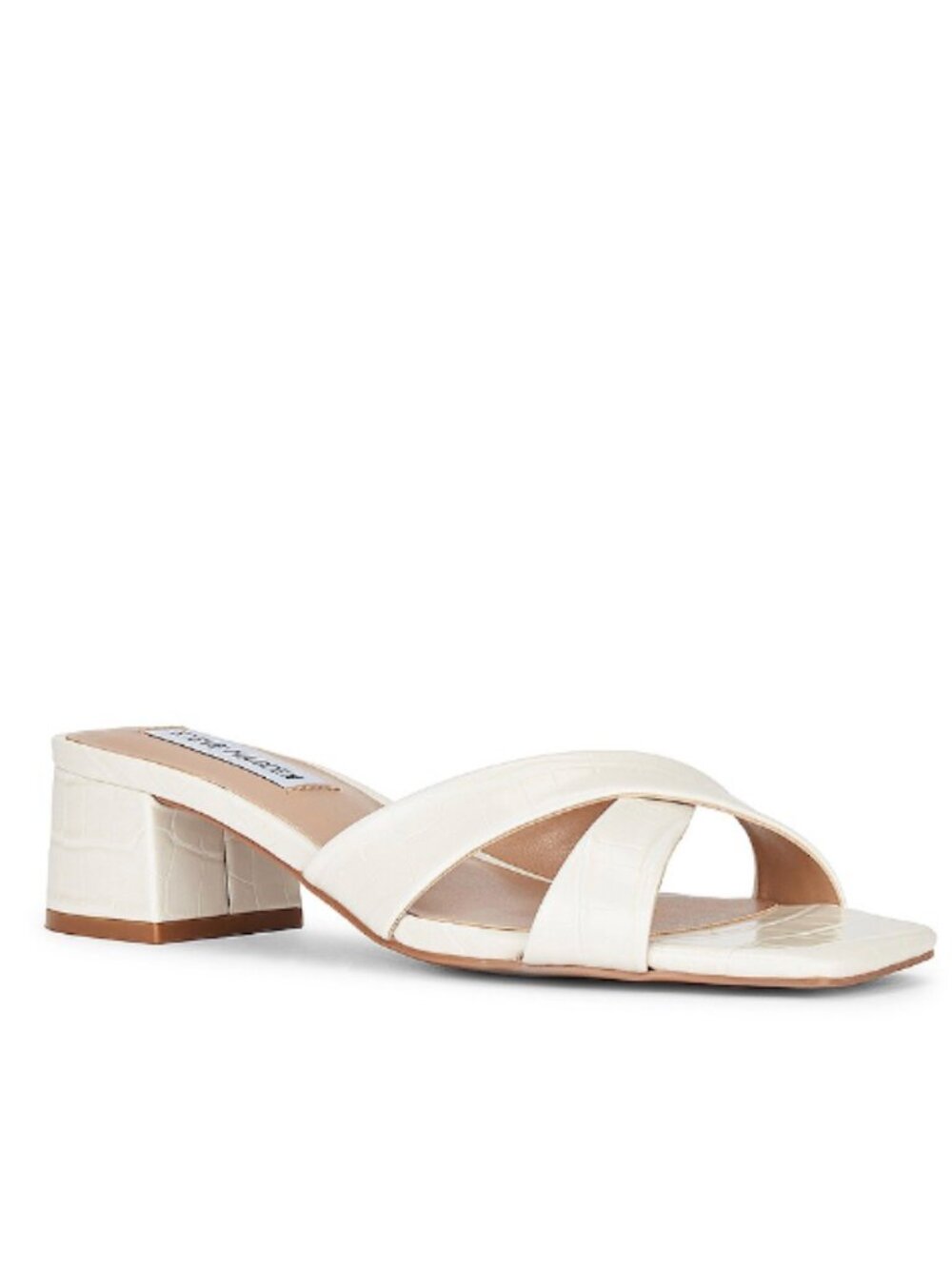 Steve Madden Gaia Croc Embossed Sandal In Bone White 8 $80